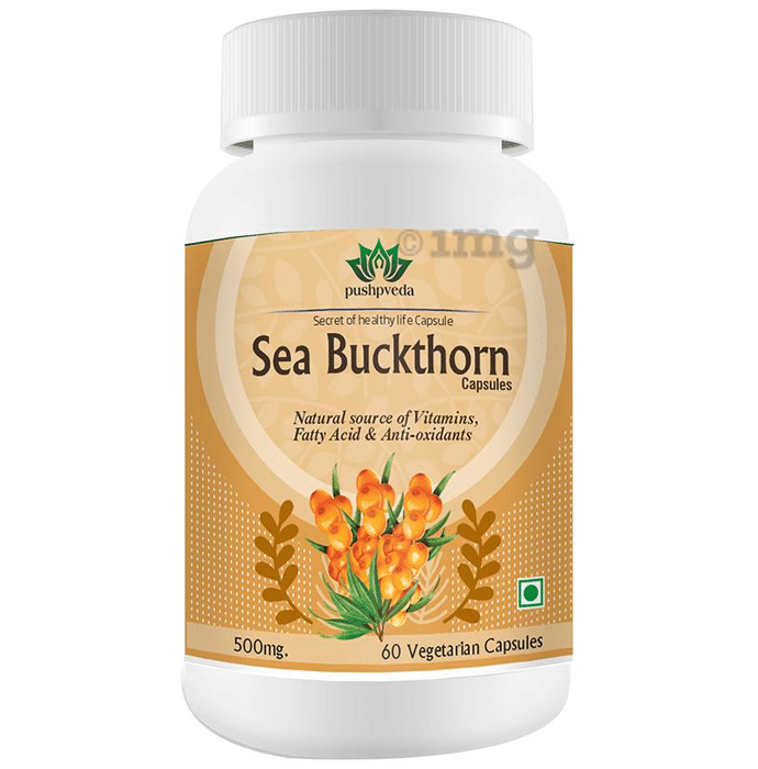 Pushpveda Sea Buckthorn 500mg Vegetarian Capsules