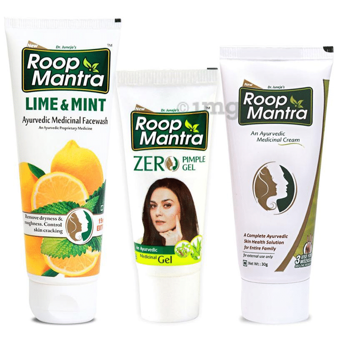 Roop Mantra  Combo Pack of Lime Mint Face Wash 115ml, Zero Pimple Gel 15gm & Face Cream 30gm
