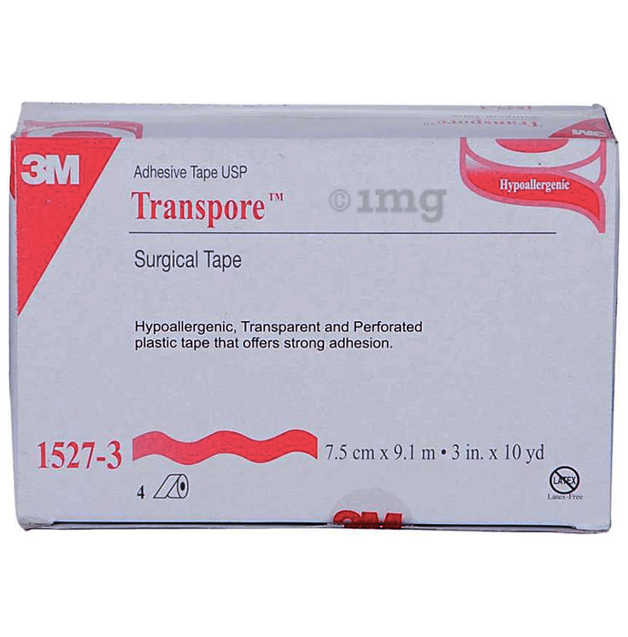 3M 1527-3 Transpore Hypoallergenic Surgical Tape 3 inch x 10 yard