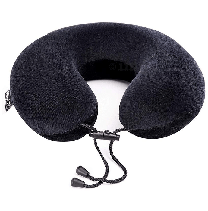 Fovera Comfortable Memory Foam Travel Neck Pillow Universal Velour Black