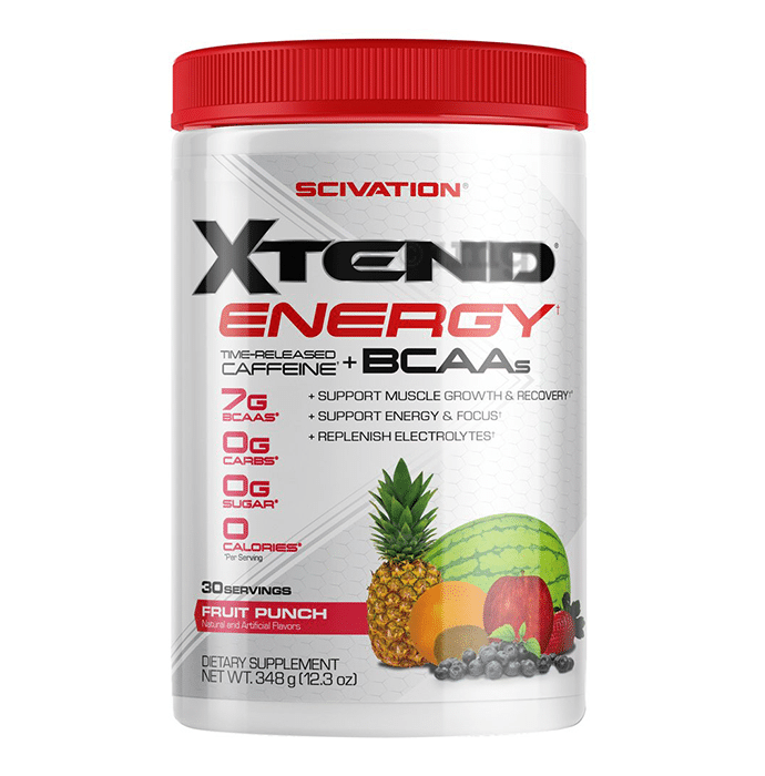 Scivation Xtend Energy Time-Released Caffeine+ BCAAs Powder Fruit Punch