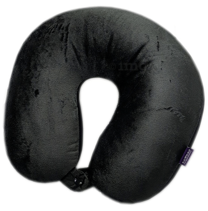 Viaggi Microbead Travel Neck Pillow with Fleece Black