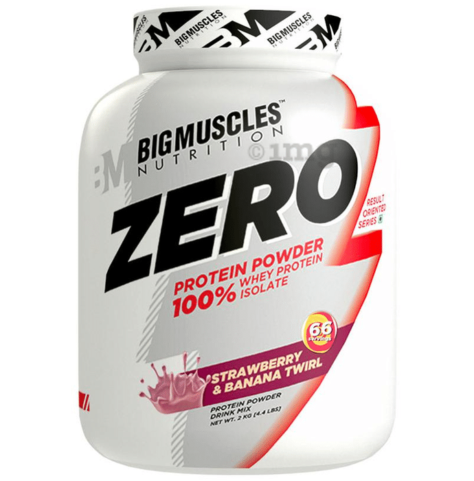 Big  Muscles Zero Protein Powder 100% Whey Isolate Strawberry & Banana Twirl