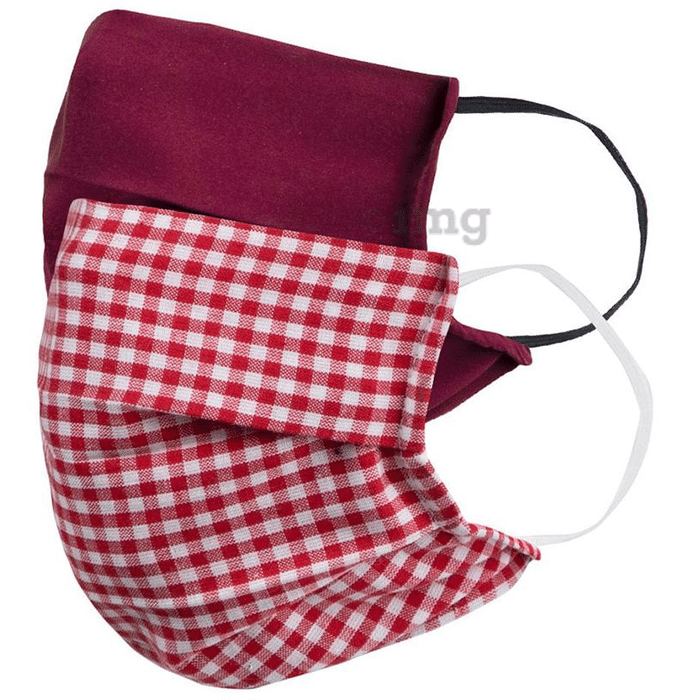 Faballey 2 Ply Pleated Resusable Mask Set Plaid