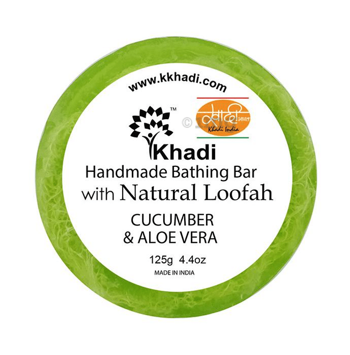 Khadi India Cucumber and Aloe Vera Natural Loofah Handmade Bathing Bar