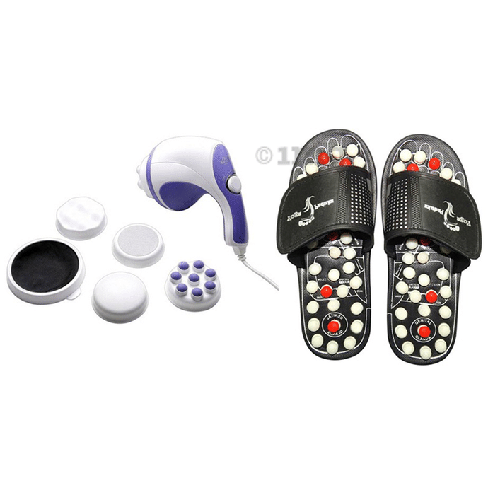 Dominion Care Combo Pack of Accu Paduka Accupressure Massage Slipper and  Relax,Tone Massager