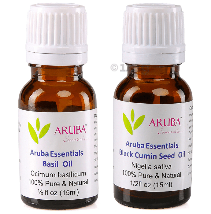 Aruba Essentials Combo Pack of Basil Oil & Black Cumin Seed Oil (15ml Each)