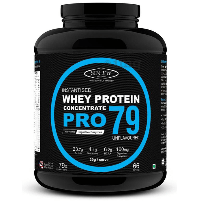 Sinew Nutrition Raw Whey Protein Concentrate Pro 79% with Digestive Enzymes Unflavoured