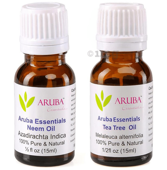 Aruba Essentials Combo Pack of Neem Oil and Tea Tree Oil (15ml Each)
