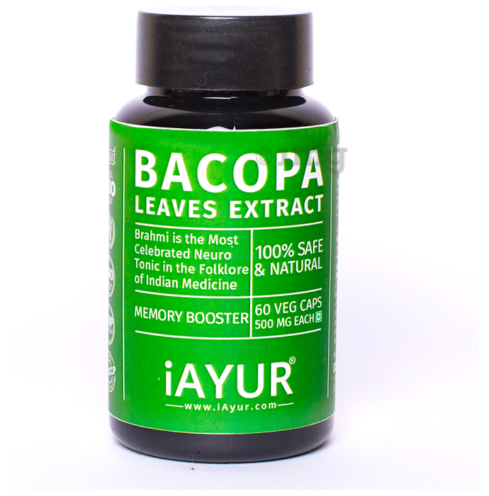 iAYUR Bacopa (Brahmi) Extract 500mg Veg Capsule