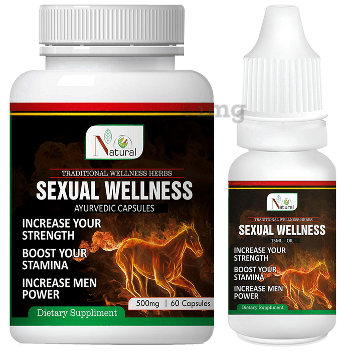 Natural Combo Pack of Sexual Wellness 500mg, 60 Capsule & Sexual Wellness Oil 15ml