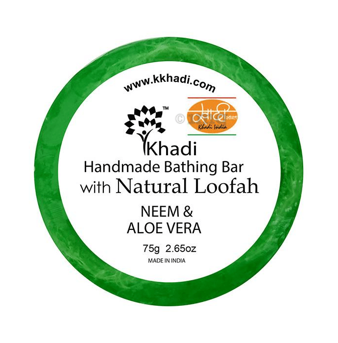 Khadi India Neem & Aloe Vera Natural Loofah Handmade Bathing Bar