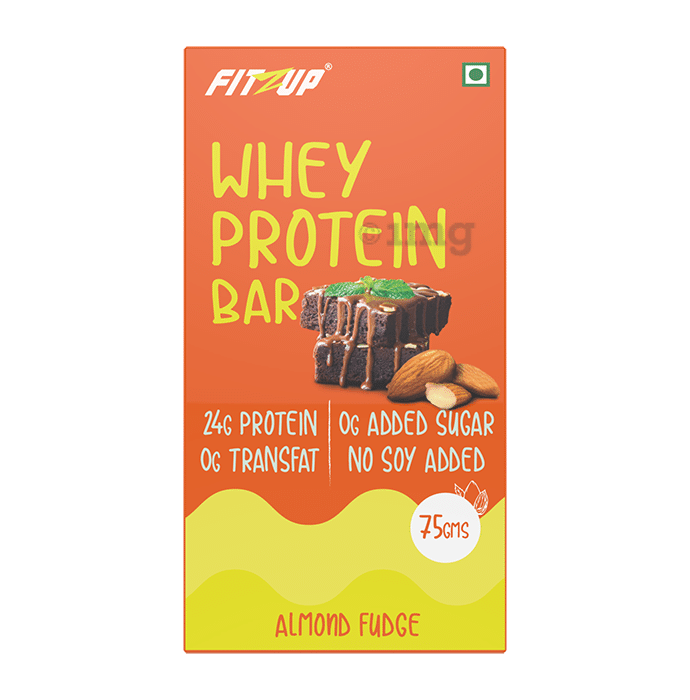 Fitzup Whey Protein Bar (75gm Each) Almond Fudge