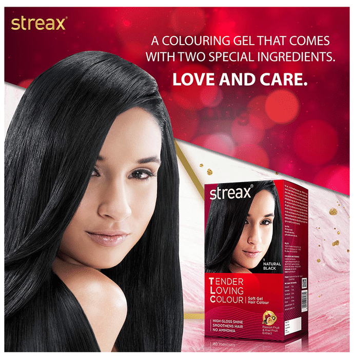 Streax Tender Loving Soft Gel Hair Colour Natural Black: Buy box of 1 Kit  at best price in India | 1mg