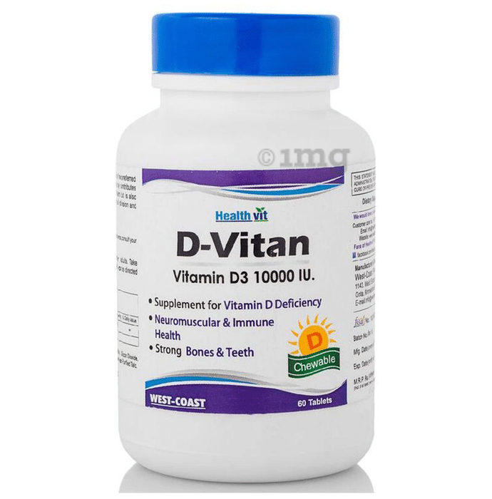 HealthVit D-Vitan Vitamin D3 10000 IU Tablet