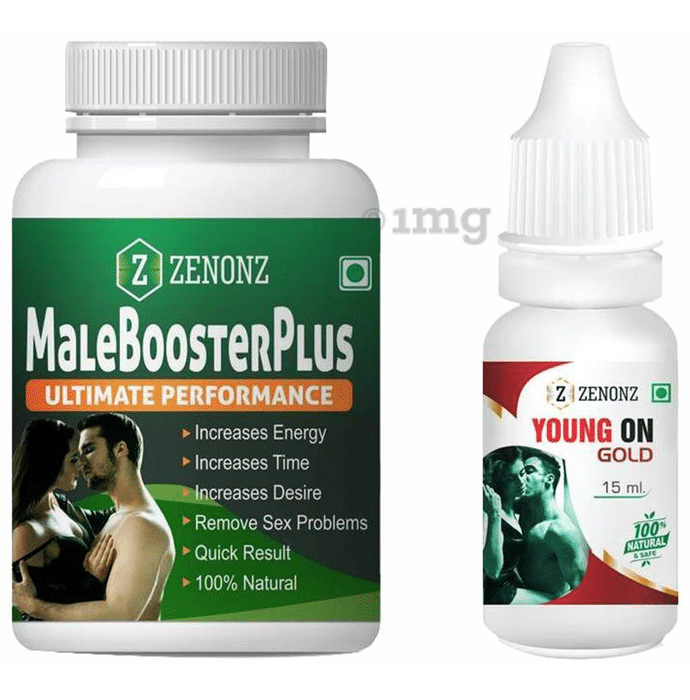 Zenonz Combo Pack of Male Booster Plus 60 Capsules & Young On Gold 15ml