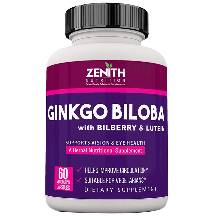 Zenith Nutrition Ginkgo Biloba with Bilberry & Lutein Vegetarian Capsule