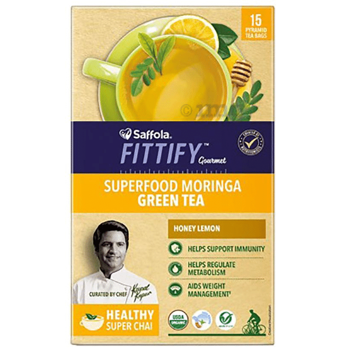 Saffola Fittify Gourmet Superfood Moringa Green Tea Honey Lemon