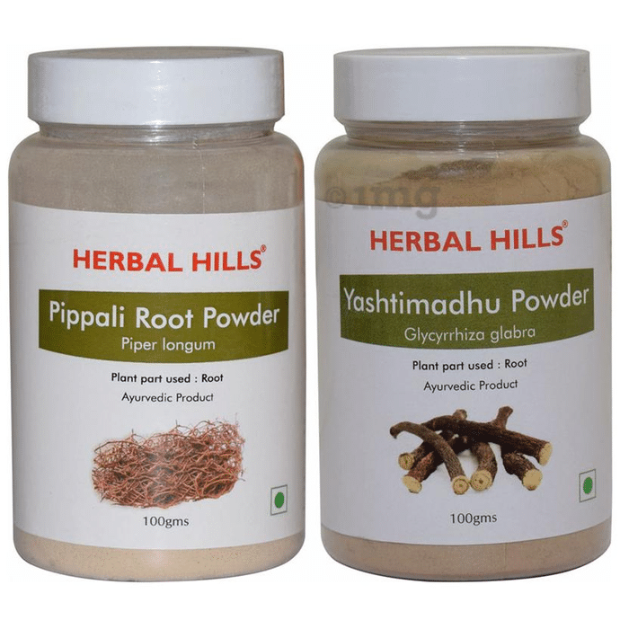 Herbal Hills Combo Pack of Pippali Root & Yashtimadhu Powder (100gm Each)