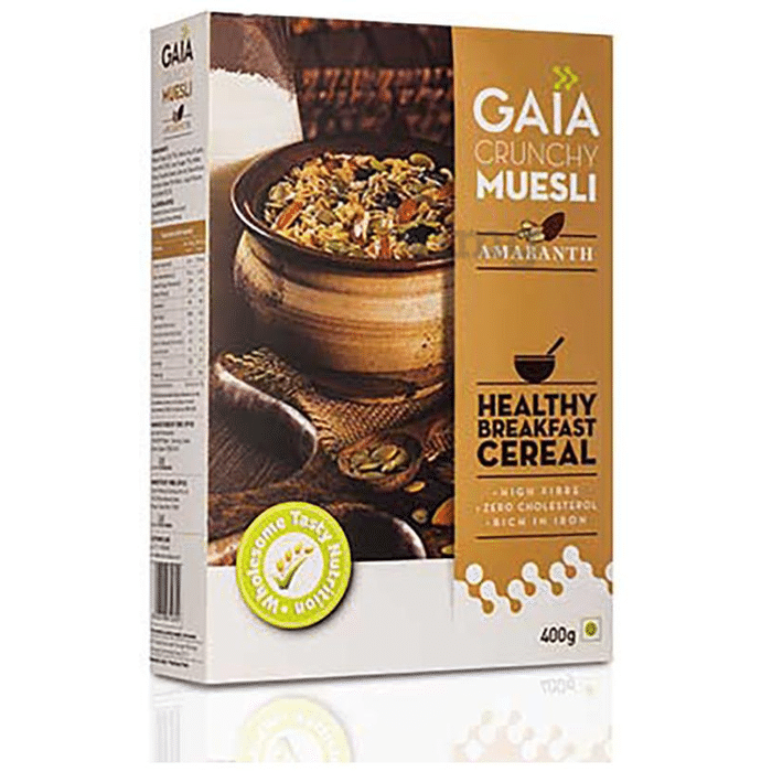 GAIA with Vitamins, Minerals, High Protein & Fibres for Nutrition | Crunchy Amaranth Muesli