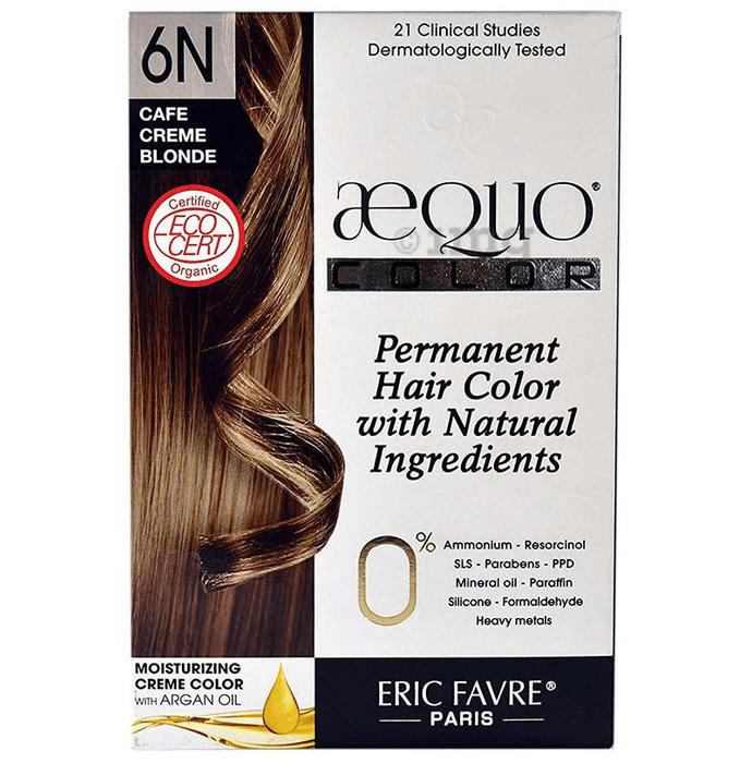 Aequo Permanent Hair Color with Natural Ingreidents Cafe Creme Blonde 6N