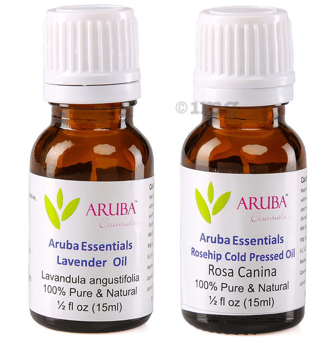 Aruba Essentials Combo Pack of Lavender Oil & Rosehip Cold Pressed Oil (15ml Each)