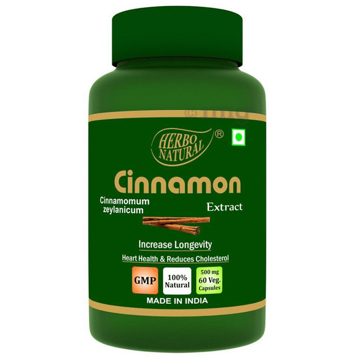 Herbo Natural Cinnamon (Cinnamomum Zeylanicum) Extract 500mg Veg Capsule