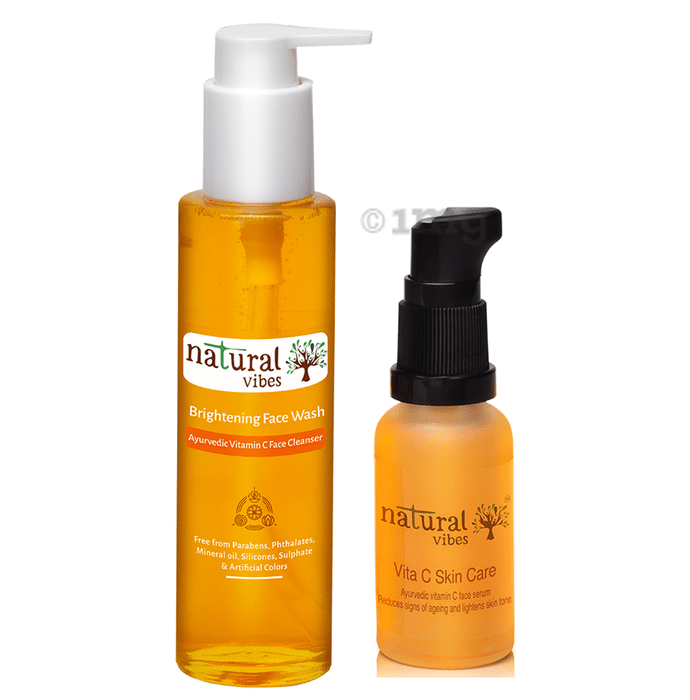 Natural Vibes Combo Pack of Brightening Face Wash 120ml and Vita C Face Serum 30ml