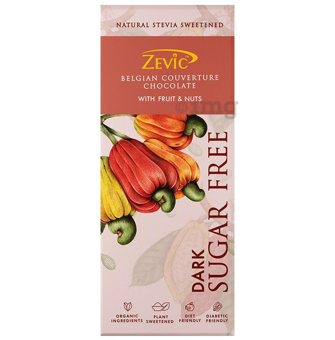 Zevic Dark Sugar Free Belgian Couverture Chocolate with Fruit and Nuts