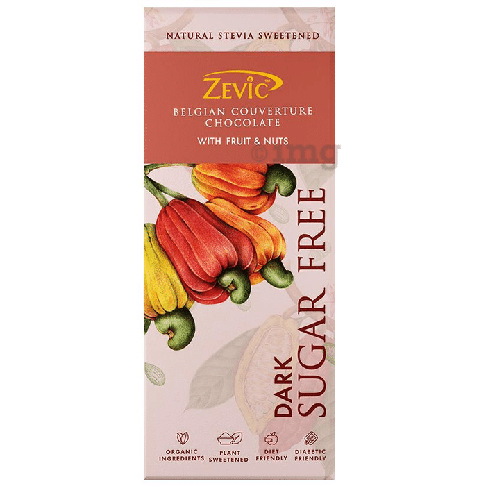 Zevic Dark Sugar Free Belgian Couverture Chocolate with Fruit and Nuts