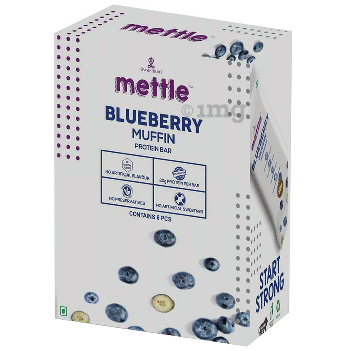 Swasthum Mettle Protein Bar (60gm Each) Blueberry Muffin