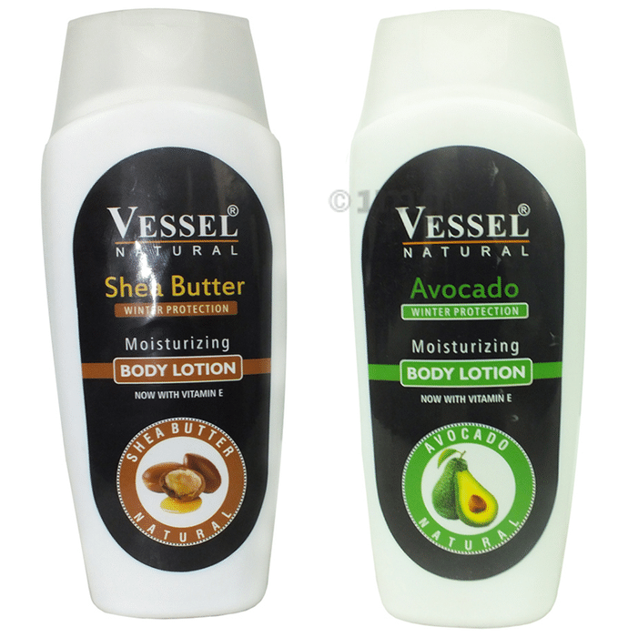 Vessel Combo Pack of Natural Winter Protection Moisturizing Body Lotion with Avocado and Shea Butter (200ml Each)