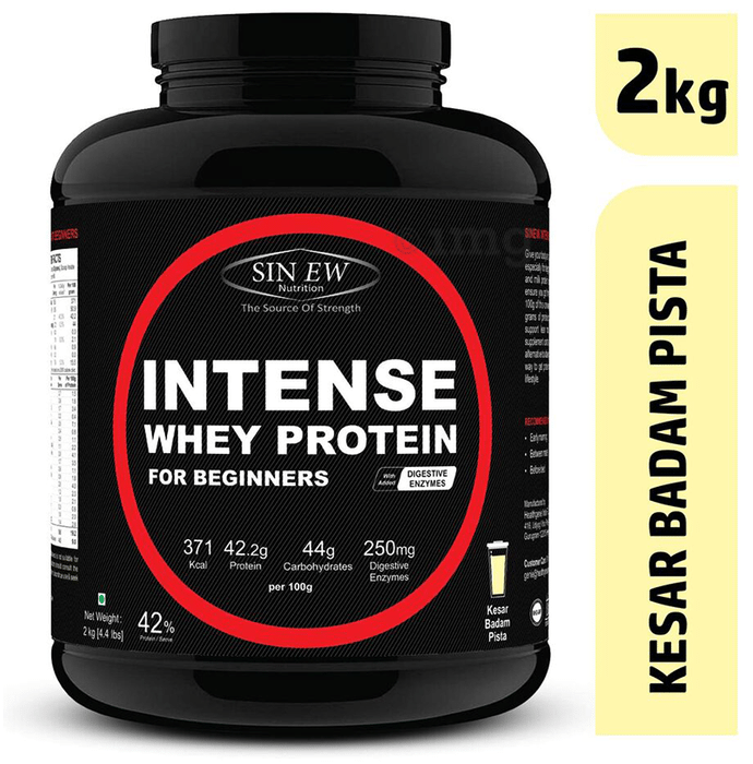 Sinew Nutrition Intense Whey Protein for Beginners with Digestive Enzymes Kesar Pista Badam