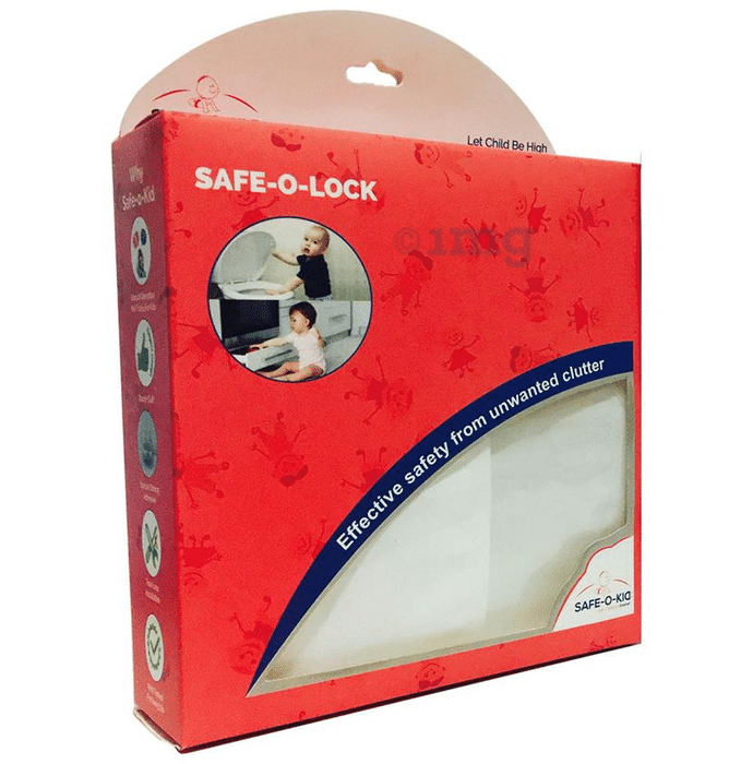 Safe-O-Kid Child Proof Cabinet Lock Dotted with Smiley Ends Blue