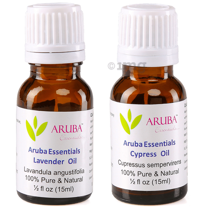 Aruba Essentials Combo Pack of Lavender Oil & Cypress Oil (15ml Each)