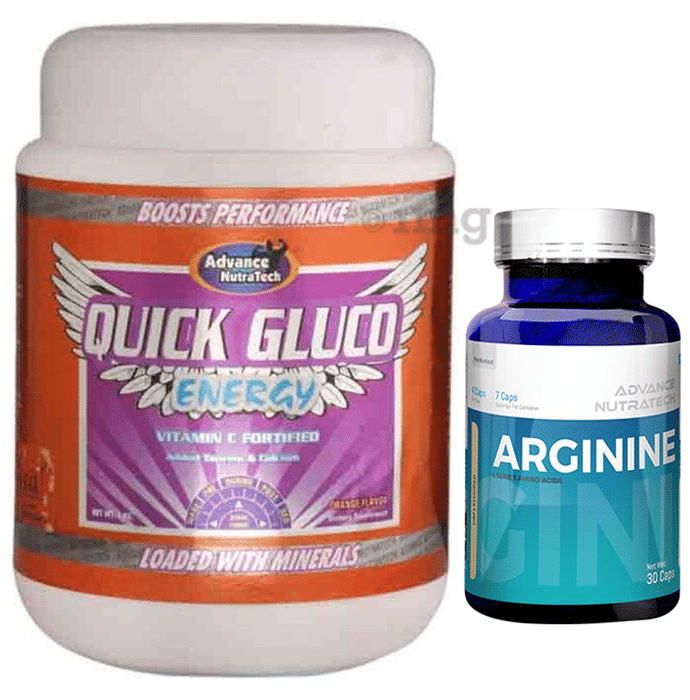 Advance Nutratech Combo Pack of Arginine 30 Capsules & Quick Gluco Energy 1kg