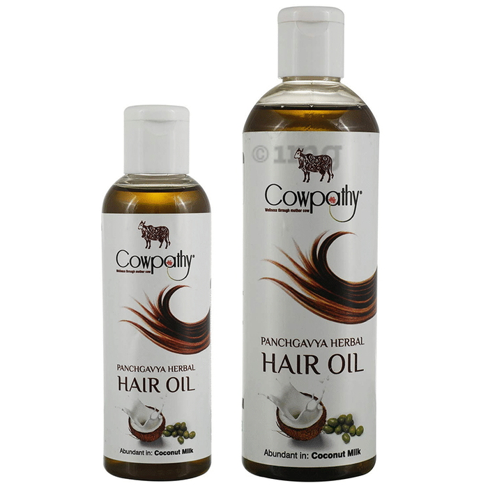 Cowpathy Combo Pack of Panchgavya Herbal Coconut Milk Hair Oil 100ml and 200ml