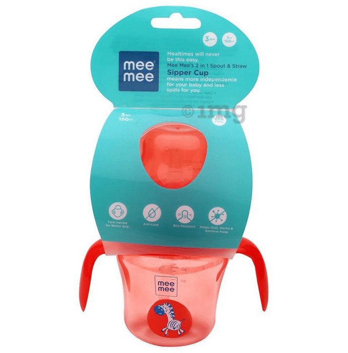 Mee Mee 2 in 1 Spout and Straw Sipper Cup Red