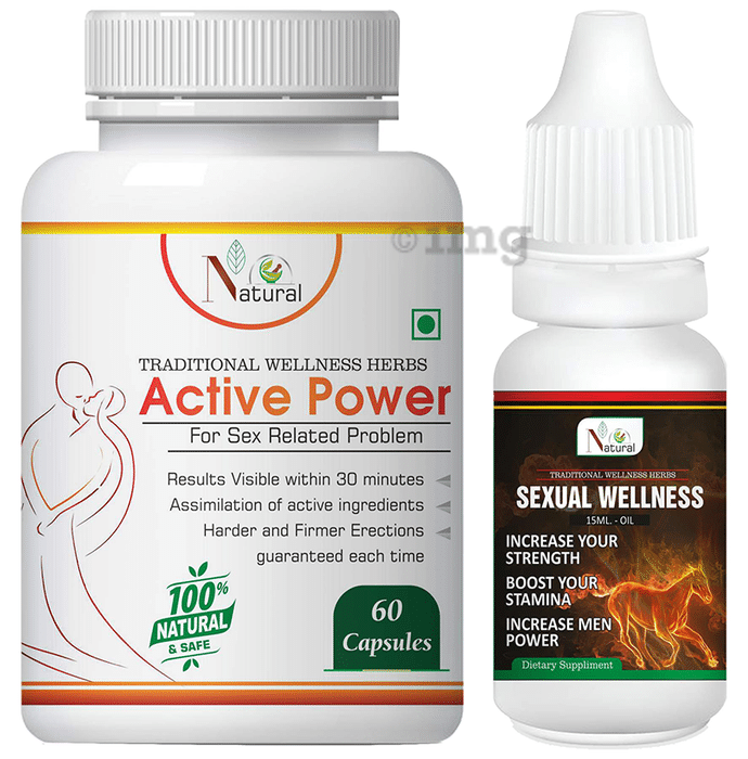 Natural Combo Pack of Active Power 60 Capsule & Sexual Wellness Oil 15ml