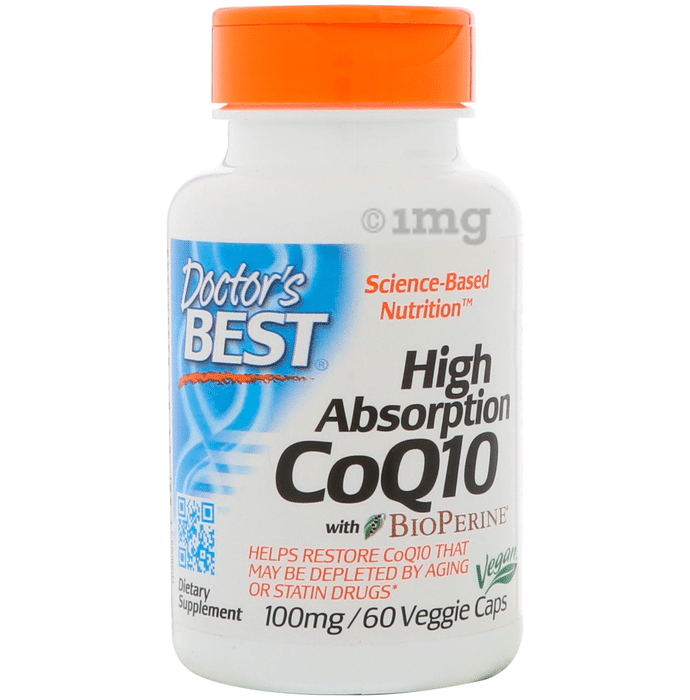 Doctor's Best High Absorption CoQ10 with Bioperine 100mg Veggie Caps | For Heart & Energy