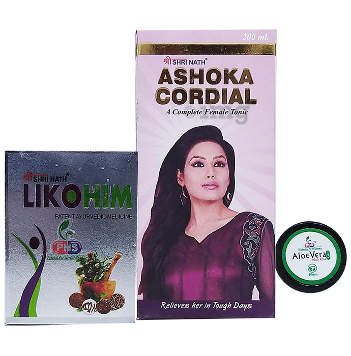 Shri Nath Women Wellness Kit ( Ashoka Cordial Tonic 200ml and Likohim 30 Capsule) with Aloe Vera Gel 10gm free