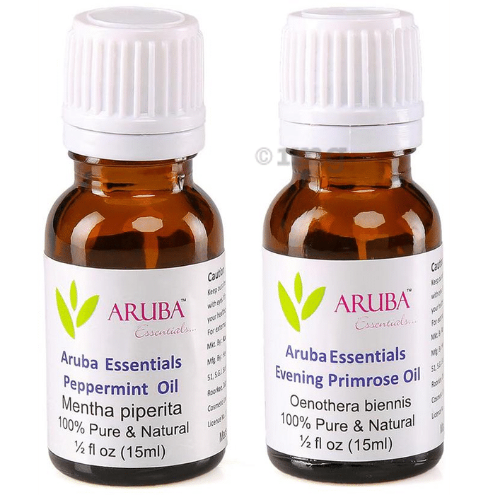 Aruba Essentials Combo Pack of Peppermint Oil and Evening Primrose Oil (15ml Each)