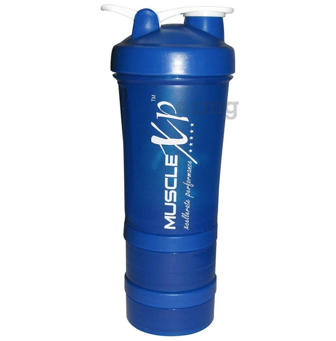MuscleXP Advanced Stak Protein Shaker with Steel Ball White & Blue