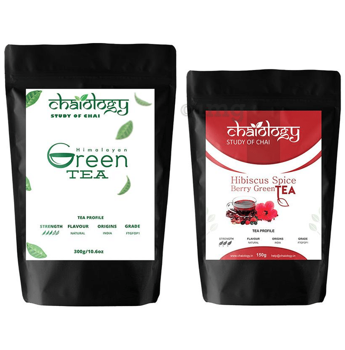 Chaiology Combo Pack of Himalayan Green Tea 300gm and Hibiscus Spice Berry Green Tea 150gm