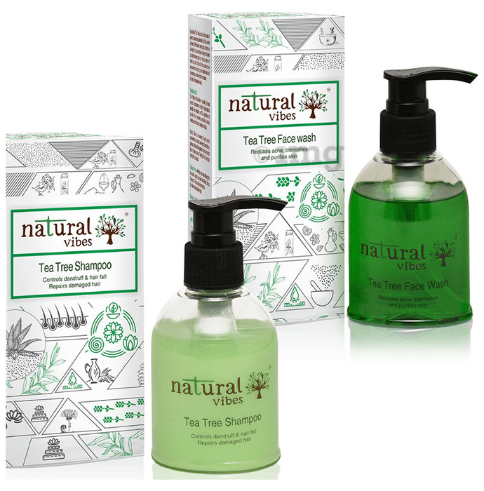 Natural Vibes Ayurvedic Tea Tree Face Wash and Shampoo Everyday Treatment