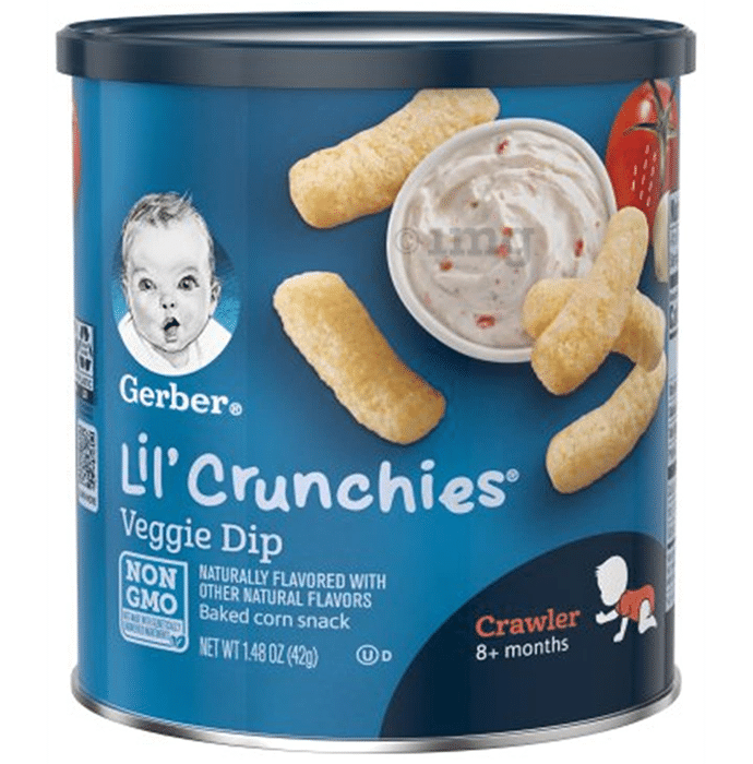 Gerber Lil' Crunchies Baked Corn Snack Crawler 8+ Months Veggie Dip