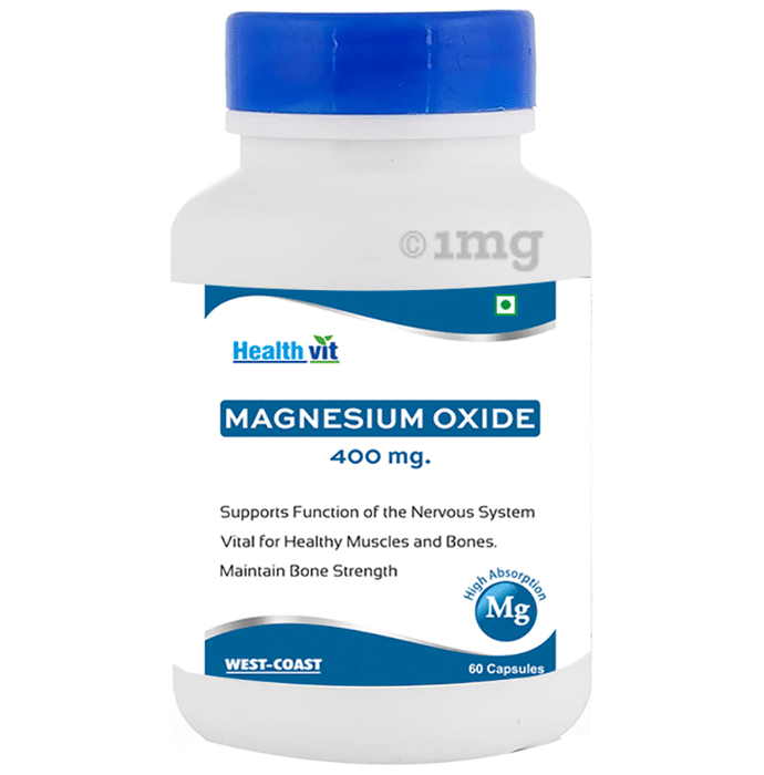 HealthVit Magnesium Oxide 400mg | For Muscles, Bones & Nervous System | Capsule