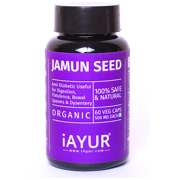 iAYUR Jamun Seed Extract 500mg Veg Capsule