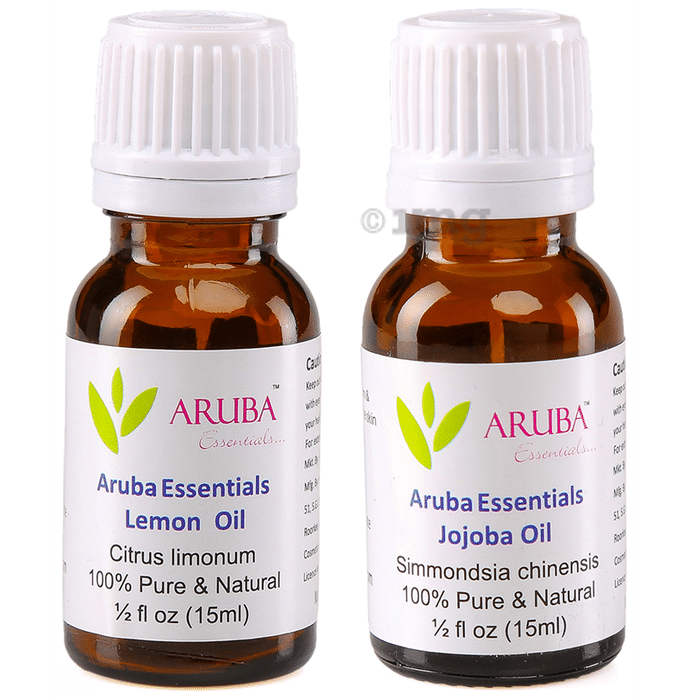 Aruba Essentials Combo Pack of Lemon Oil & Jojoba Oil (15ml Each)