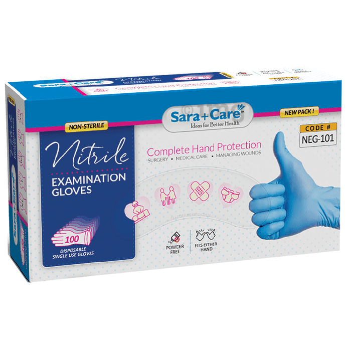 Sara+Care NEG 101 Nitrile Examination Gloves Large
